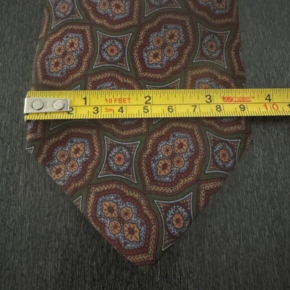 Barneys New York 100% Silk Necktie Made In Italy Floral Geometric Pattern - Picture 7 of 7
